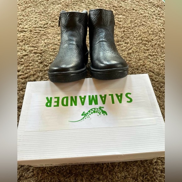 New RARE VINTAGE SALAMANDER Mens Black Leather Double Side Zip Boots - Picture 2 of 12